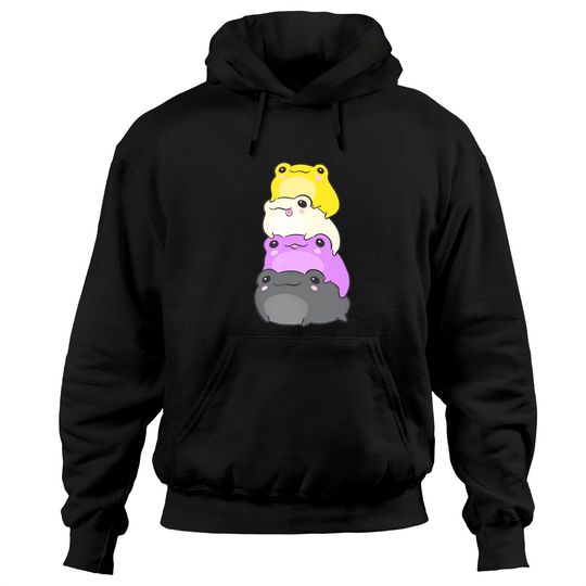Discover Nonbinary Flag Color Frogs Subtle Enby Pride Cute Aesthetic Hoodies