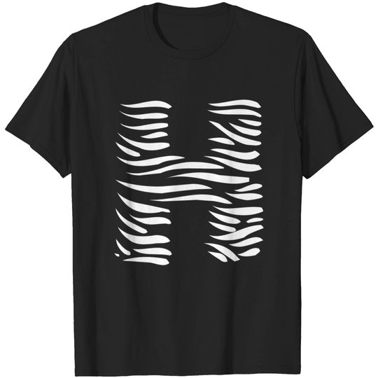 Discover Letter H Zebra Print Initial, Animal Lover T-Shirt