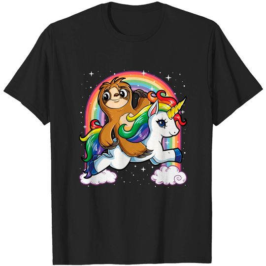 Discover Unicorn Sloth Riding T Sloths Unicorns Rainbow s95 magic - Drum - T-Shirt
