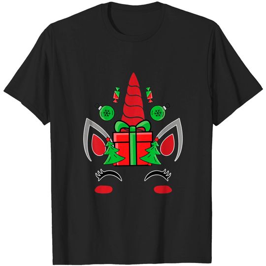 Discover Unicorn Face Christmas Tree Magical X-Mas T-Shirt