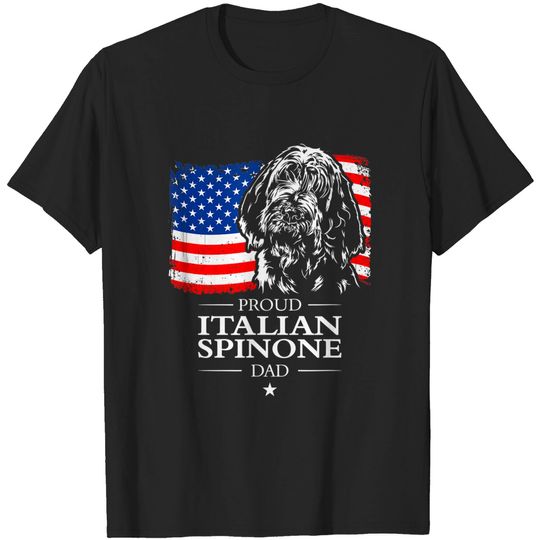 Discover Mens Proud Italian Spinone Dad American Flag patriotic dog gift T-Shirt