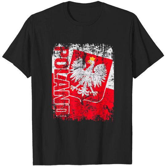 Discover Poland Flag Vintage Distressed T Shirt