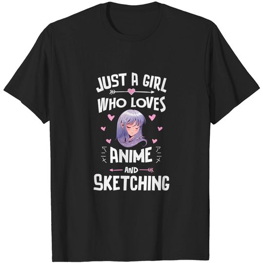 Discover Just A Girl Who Loves Anime And Sketching Women Girls T-Shirt