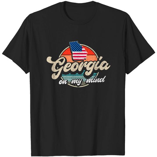 Discover State Of Georgia Outline T-Shirt Georgia On My Mind USA Flag