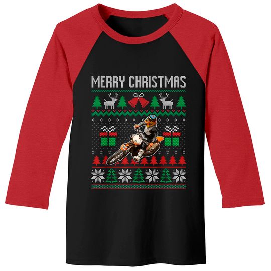 Discover Ugly Merry Christmas Dirt Bike Santa Xmas Baseball Tees