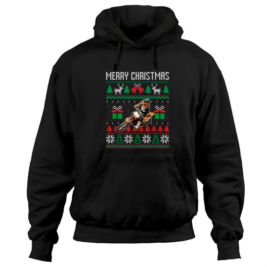 Discover Ugly Merry Christmas Dirt Bike Santa Xmas Hoodies