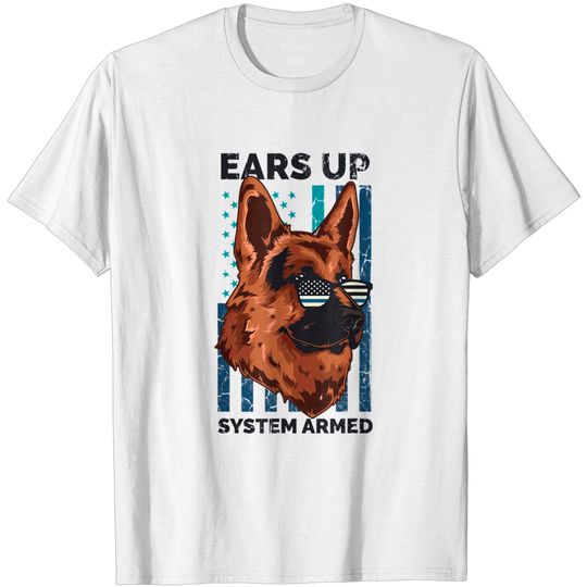 Discover K9 Police Officer American Flag Ears Up System Armed Gift T-Shirt