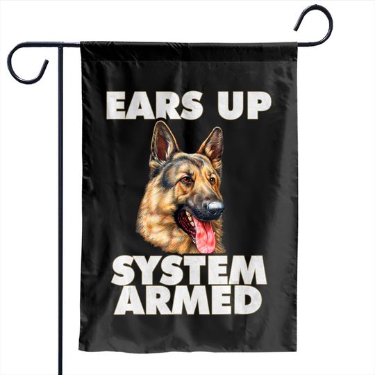 Discover German Shepherd Ears Up System Armed Garden Flags