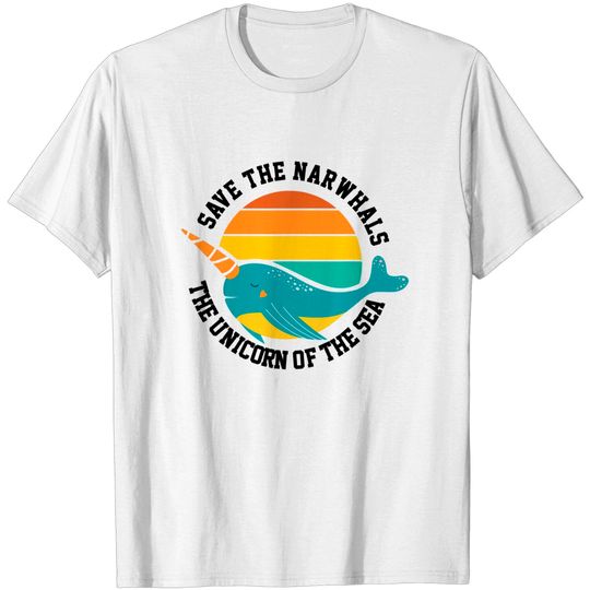 Discover Vintage Save The Narwhal Sea Unicorn Enchanted T-Shirt