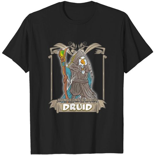 Discover Druid Dungeons and Nerdy Bird RPG Dice Game T-Shirt