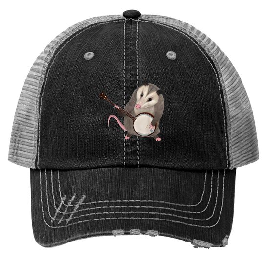 Discover Opossum playing the banjo - possum Trucker Hats