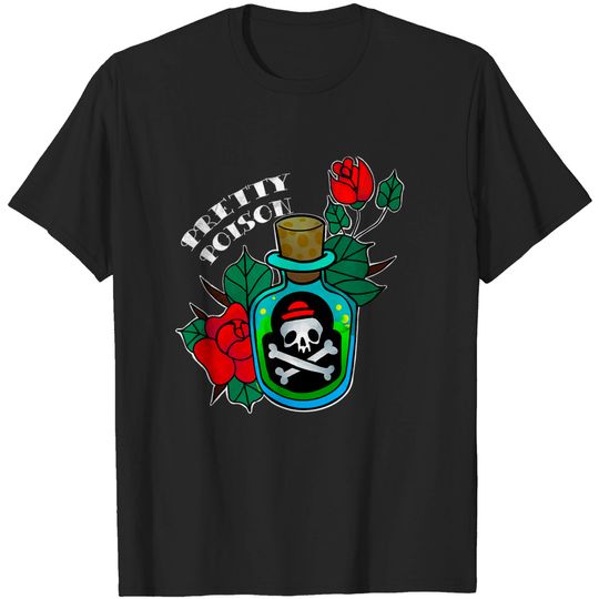 Discover Poison Bottle T-Shirt Poison Bottle Skull and Roses Tattoo