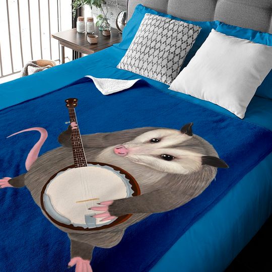 Discover Opossum playing the banjo - possum Baby Blankets