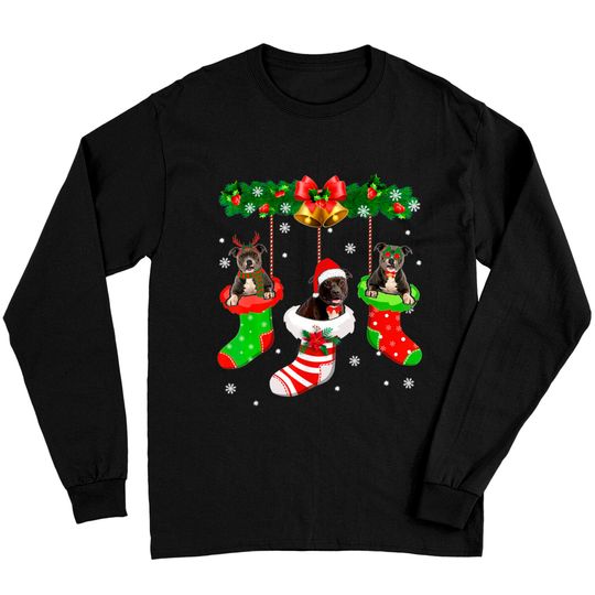 Discover Funny Pitbull Christmas Tree Socks Dog Lover Xmas Long Sleeve