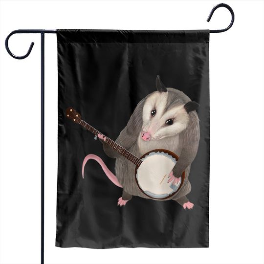 Discover Opossum playing the banjo - possum Garden Flags