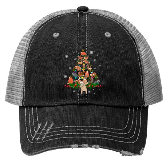 Discover Sloths Christmas Tree Lights  Sloths Xmas Trucker Hats
