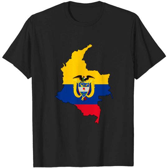 Discover Colombia Flag Map - Colombia - T-Shirt