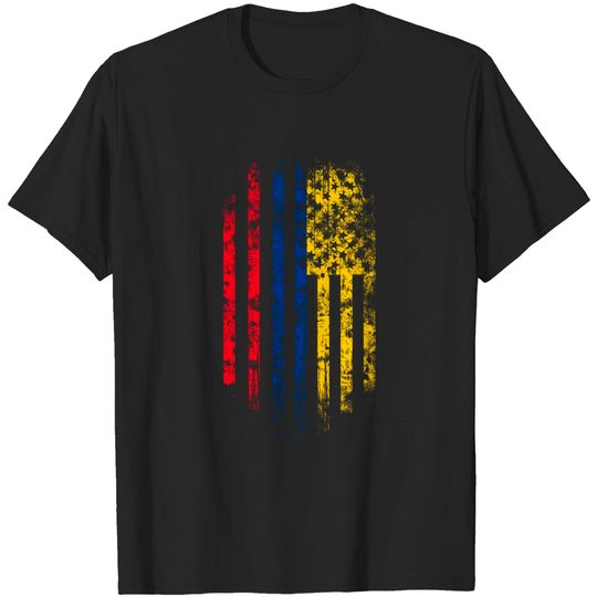 Discover Colombia and America Flag Combo - Colombia - T-Shirt