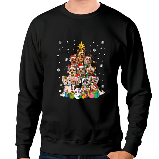 Discover Yorkie Terrier Christmas Tree Yorkie Mom Christmas Dog Mom Sweatshirt