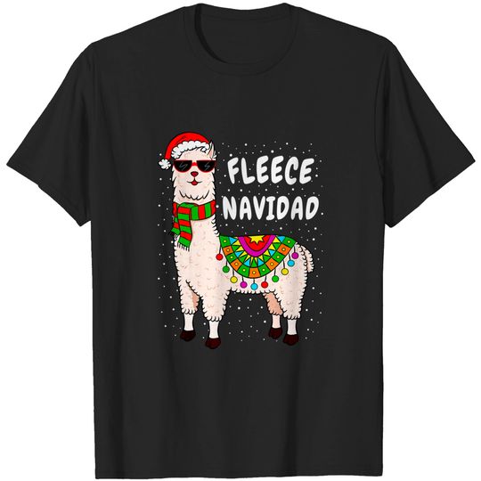Discover Fleece Feliz Navidad Llama Christmas T-Shirt Cute Xmas Gift T-Shirt