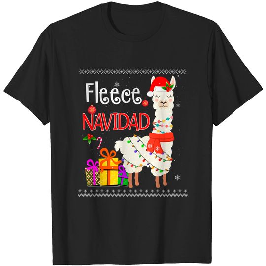 Discover Fleece Feliz Navidad Llama Christmas T-Shirt Cute Xmas T-Shirt