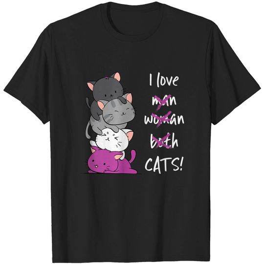 Discover Kawaii Cat T-shirt - Asexual Pride Flag Kitten Anime for Ace