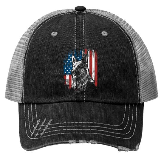 Discover German Shepherd 4th of July American Flag Trucker Hats Gifts