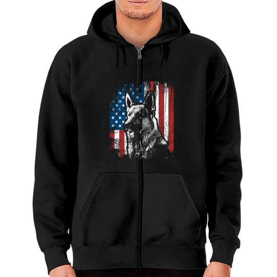 Discover German Shepherd 4th of July American Flag Zip Hoodies Gifts