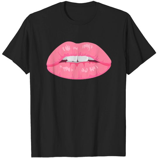 Discover Funny Woman Mouth and Pink Lips - Women Mouth Mask - T-Shirt