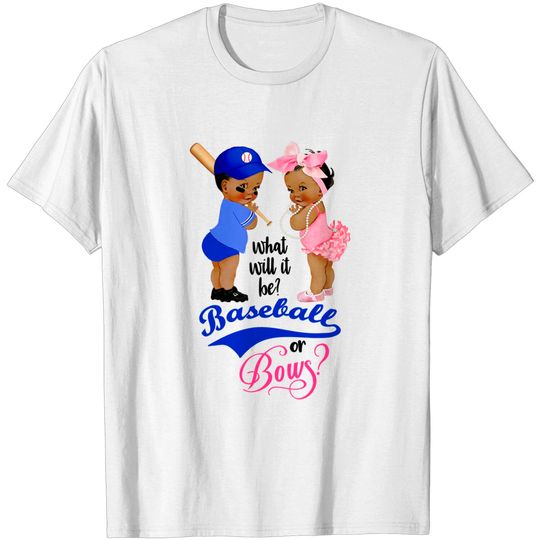 Discover Ethnic Baseball or Bows Gender Reveal Party T-Shirt