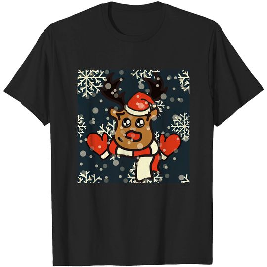 Discover Christmas Deer With Scarf And Hat - Deer - T-Shirt