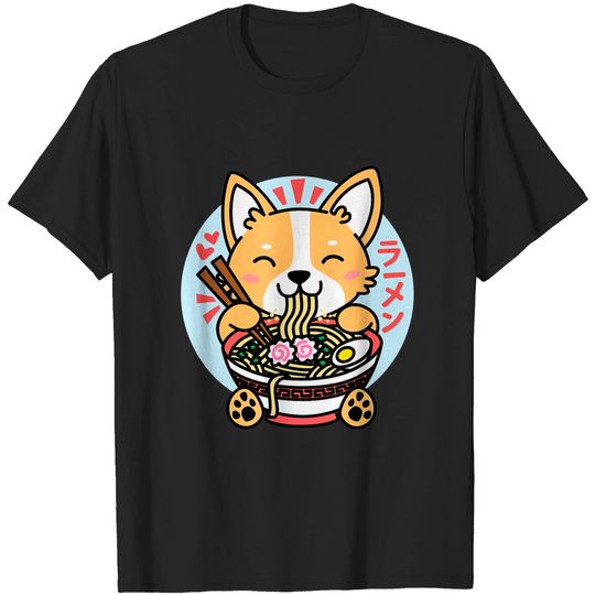 Discover Kawaii Ramen Cute Anime Dog Corgi Japanese Noodles T-Shirt