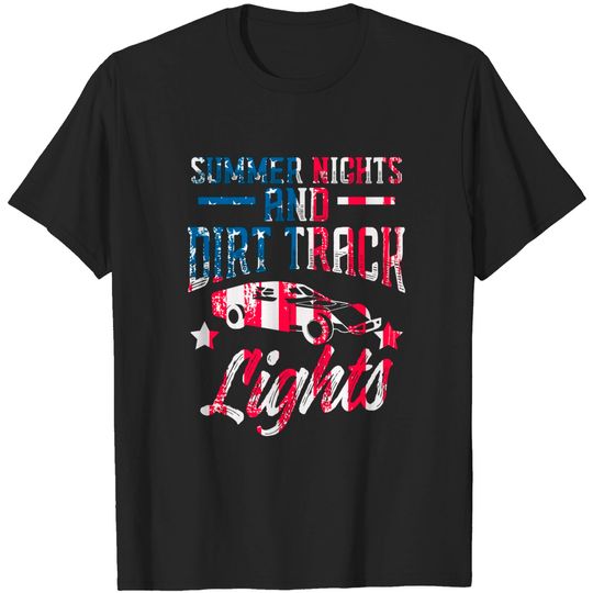 Discover Patriotic Summer Nights & Dirt Track Lights US Flag Racing T Shirt