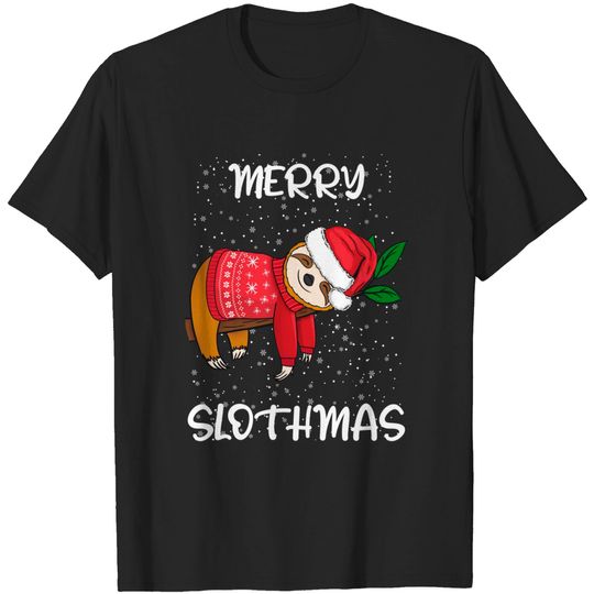 Discover Sloth Merry Christmas Santa Sloth Merry Slothmas T-Shirt