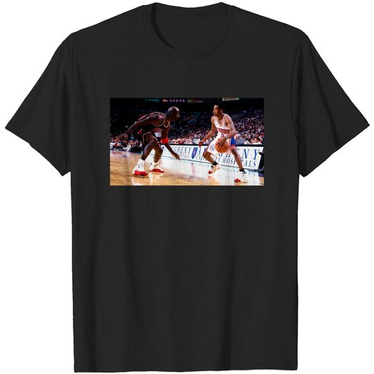 Discover Allen Iverson crossing over Michael Jordan graphic t shirt