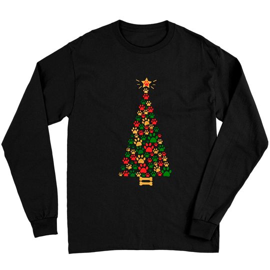 Discover Dog Lovers Cute and Funny Dog Paws Prints Tree Christmas Long Sleeve