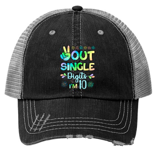 Discover Peace Out Single Digits I'm 10 kids Trucker Hats