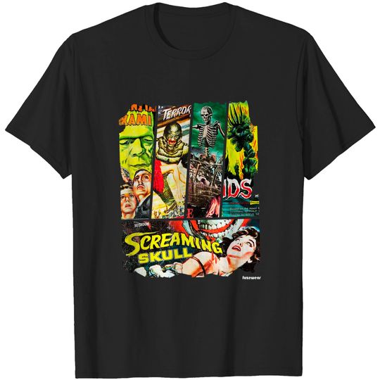 Discover Vintage Style Sci Fi Horror Movie Poster Collage T-Shirt