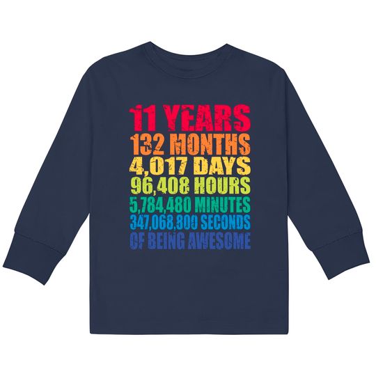 Discover 11th Birthday, For Kids, Boys & Girls, Cool 11 Years Old Pullover Kids Long Sleeve T-Shirts