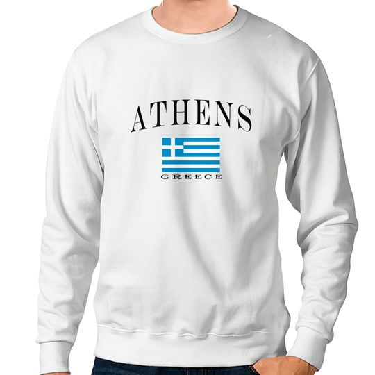 Discover Athens Greece Unisex Sweatshirt | Athens Greece Flag Vintage Style Crewneck Sweatshirt