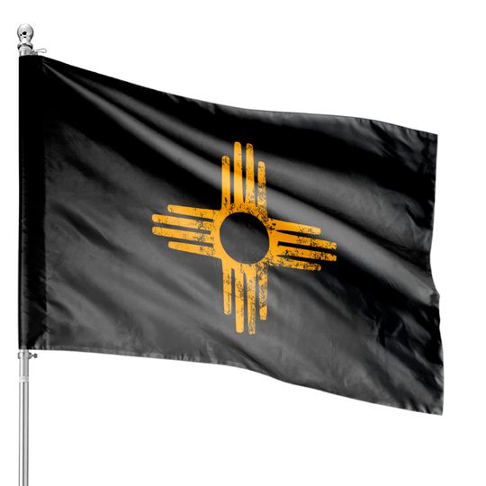 Discover Gold Symbol House Flags Zia Symbol Vintage Distressed Gifts New Mexico