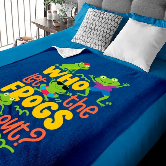 Discover Who Let The Frogs Out Pullover Baby Blankets
