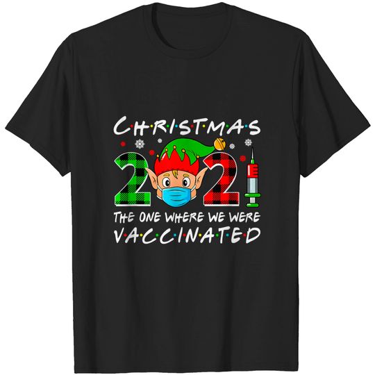 Discover Vaccinated Christmas 2021 Wearing A Mask Vaccinated Friends T-Shirt