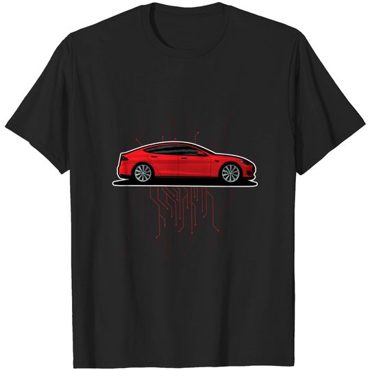 Discover Red Electric Car - Model S - T-Shirt
