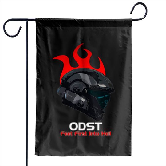 Discover Halo ODST Helmet Red Flame - Feet First Into Hell - Halo - Garden Flags