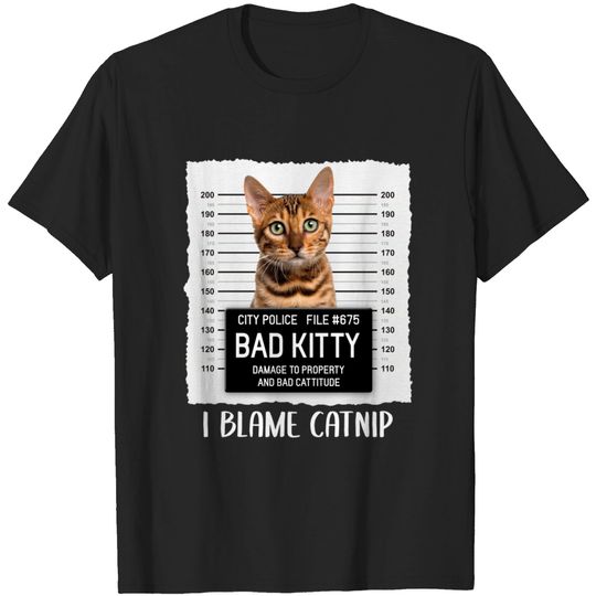 Discover Funny Bengal Cat Mugshot T-Shirt for Cat Lovers