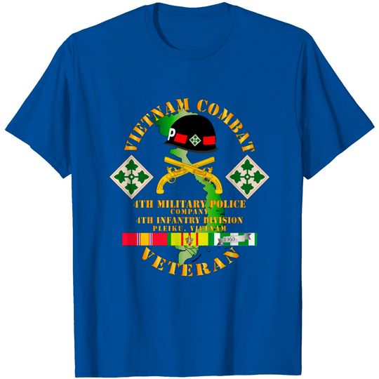 Discover Vietnam Combat Veteran w 4th Military Police Co w 4th Infantry Division - Military - T-Shirt