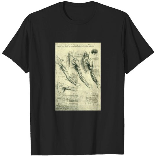 Discover Human Anatomy Arm and Shoulder by Leonardo da Vinci - Human Anatomy - T-Shirt