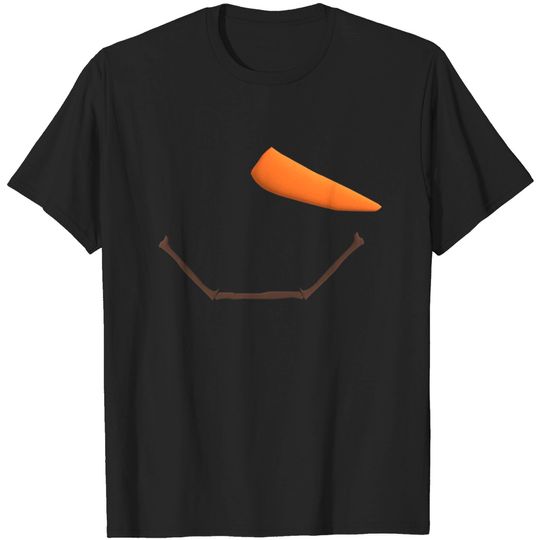 Discover Smiling Snowman Face with Carrot Nose - Snowman Mask - T-Shirt