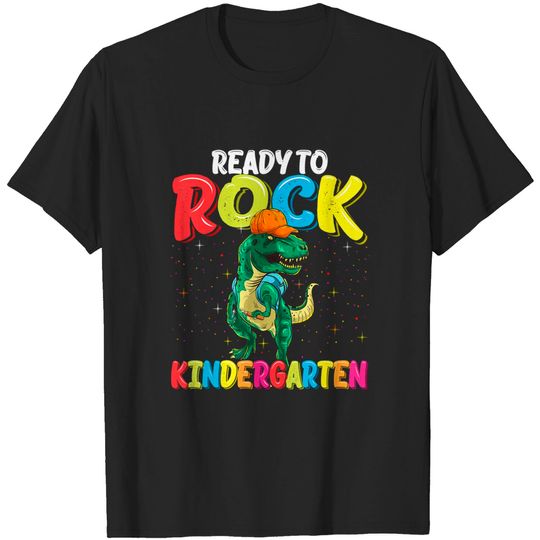 Discover Ready To Rock Kindergarten Dinosaur Back To School Boys T-Shirt
